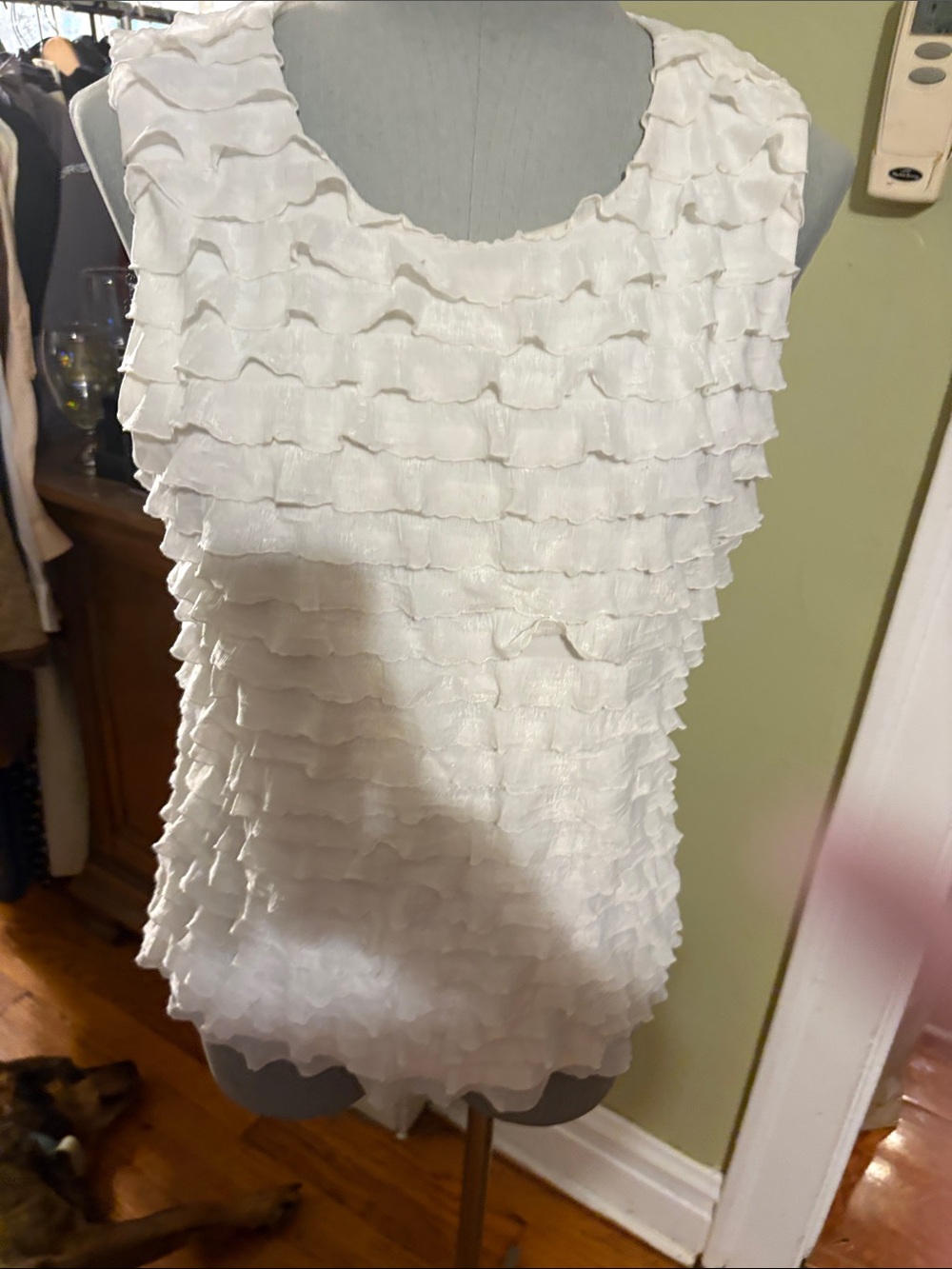 White Ruffle Sleeveless Women's Dress